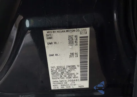 2018 Nissan Altima 2.5 Sl z USA, uszkodzony, nr VIN 1N4AL3AP2JC209481